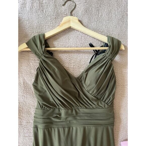 BHLDN by Anthropologie NWT Racine Off-the-Shoulder Olive Green Maxi Dress Size 8 - Picture 5 of 10